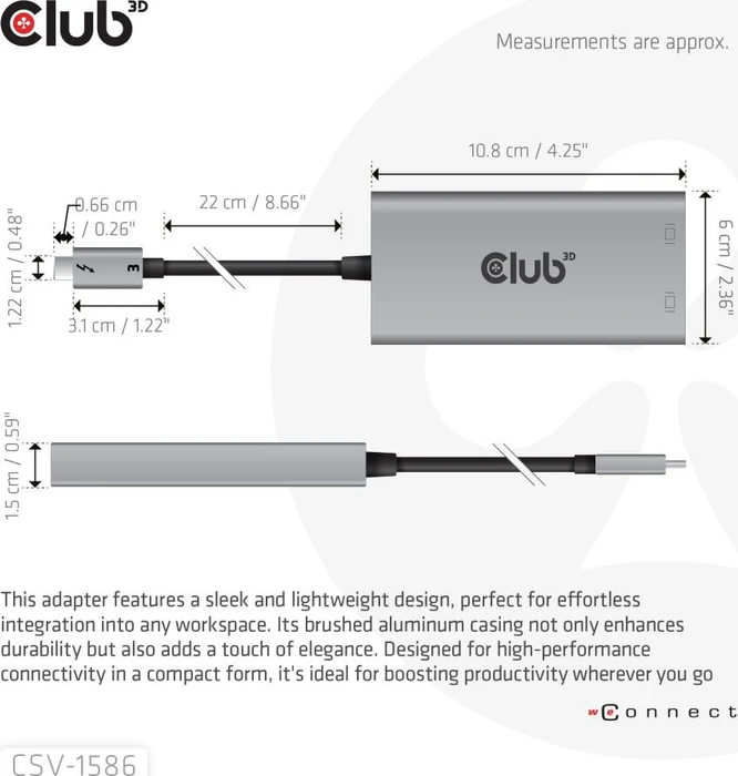 Club 3D Thunderbolt 3 auf Dual DisplayPort Adapter, Thunderbolt 3 [Stecker]