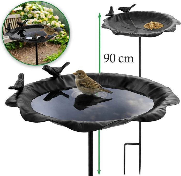 Stephans Möbelbörse Vogeltränke mit Erdspieß 90cm, schwarz