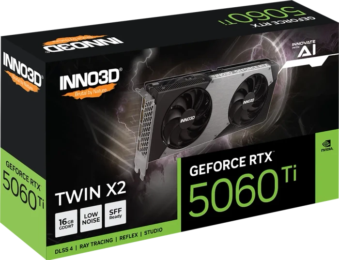 INNO3D GeForce RTX 5060 Ti Twin X2, 16GB GDDR7, HDMI, 3x DP
