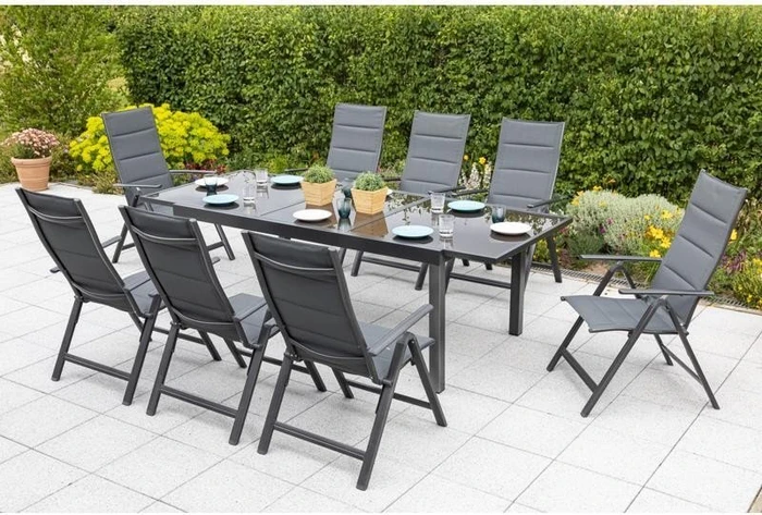 Merxx Taviano Gartenmöbel-Set grau, 9-tlg.