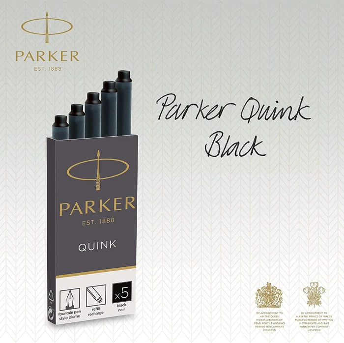 Parker Quink Großraum-Tintenpatrone schwarz, 5er-Pack, Blister