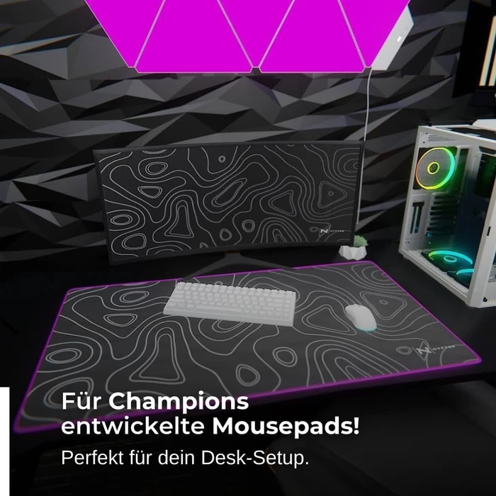 Nyfter Nyfpad RGB XXL Topography Gaming Mousepad, 900x500mm, schwarz