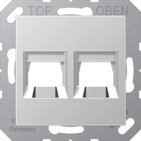 Jung Abdeckung (gerastet) für Modular-Jack-Steckbuchsen, 2fach, UMA-CAT6A, RADIALL, Panduit, Assmann, Thermoplast, Serie AS, aluminium