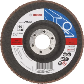 Bosch Professional X551 Expert for Metal Fächerschleifscheibe gerade K60, 125x22.23mm, 1 Stück
