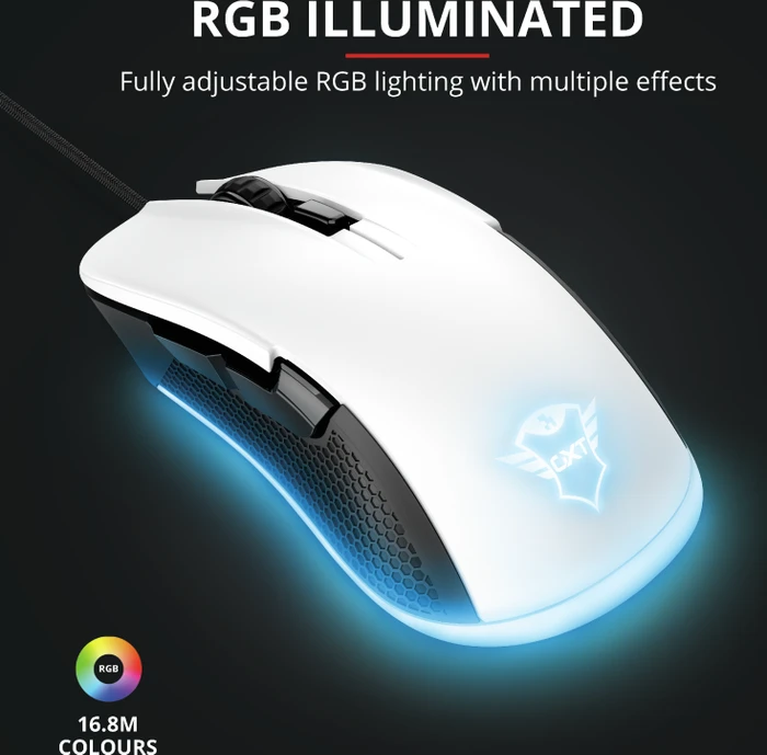 Trust Gaming GXT 922W YBAR RGB Gaming Mouse weiß/schwarz, USB