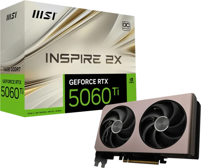 MSI GeForce RTX 5060 Ti 16G Inspire 2X OC, G506T-16I2C, 16GB GDDR7, HDMI, 3x DP