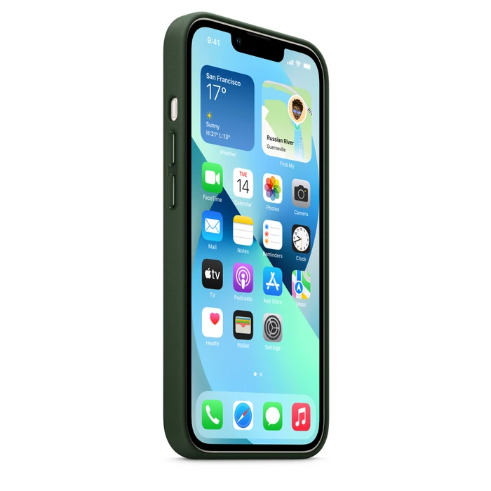 Apple Leder Case mit MagSafe für iPhone 13 schwarzgrün