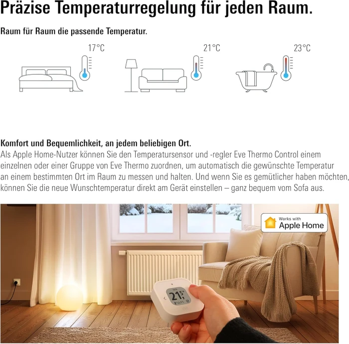 Eve Thermo 2025 (5. Generation/Matter) Heizkörperthermostat, Heizungssteuerung, 2er-Pack