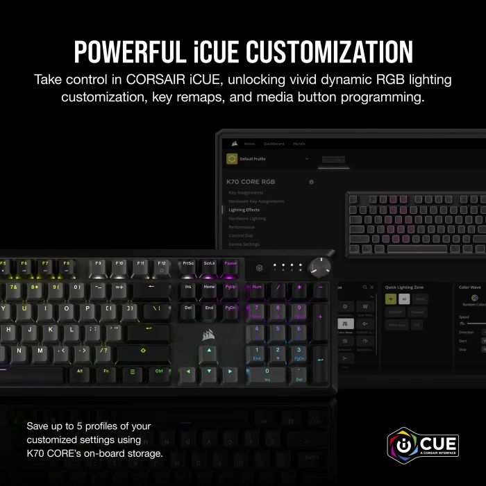 Corsair Gaming K70 CORE, Steel Gray, MLX RED, USB, DE