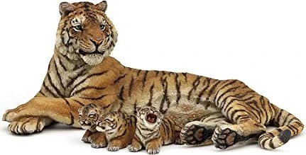 Papo Wildtiere der Welt - Liegende Tigerin mit Babies