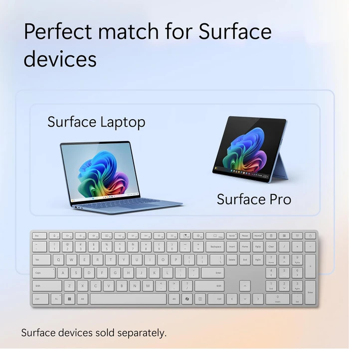 Microsoft Surface Keyboard 2nd Edition, silber/grau, mit Copilot-Taste, Bluetooth, ES