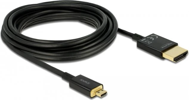 DeLOCK Slim 4K High Speed mit Ethernet HDMI 2.0 Kabel Typ-A/Typ-D Micro, 4.50m