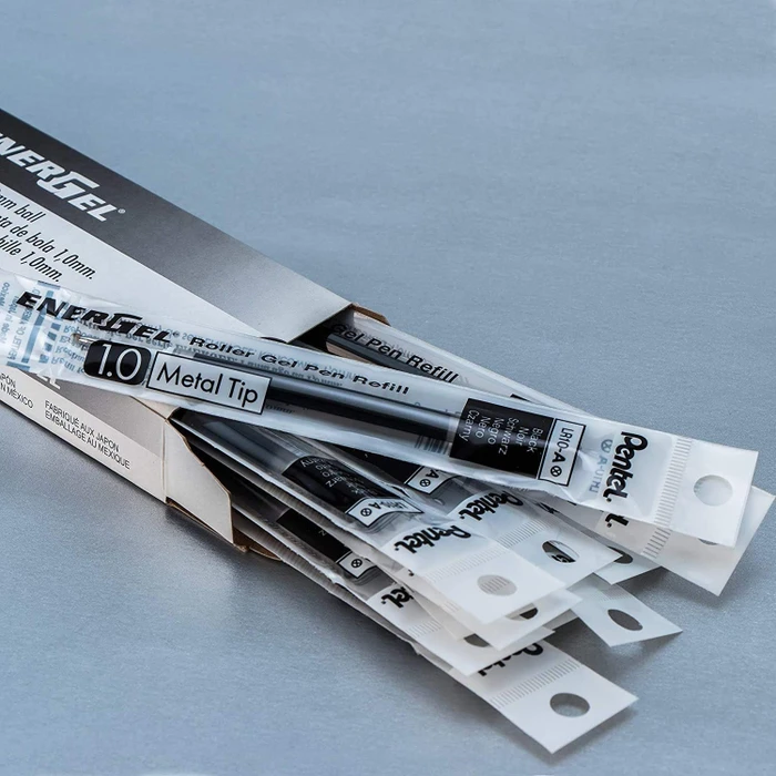 Pentel EnerGel Roller Pen LR10-AX Tintenrollermine 0.5mm (1mm Ball) schwarz, 12er-Pack