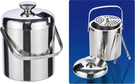 HI Haushalt International Eiseimer mit Deckel und Zange (inkl. Abtropfsieb)