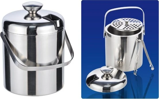 HI Haushalt International Eiseimer mit Deckel und Zange (inkl. Abtropfsieb)