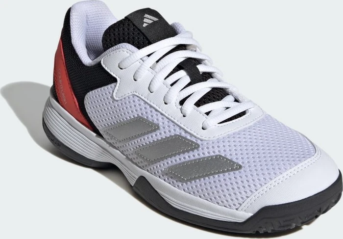 adidas Courtflash cloud white/silver metallic/bright red (Junior)