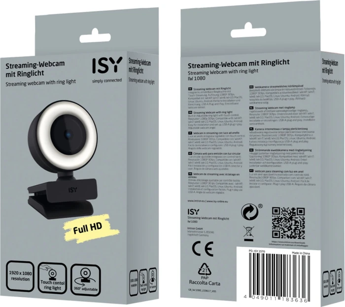 ISY Webcam IW 1080-1 schwarz