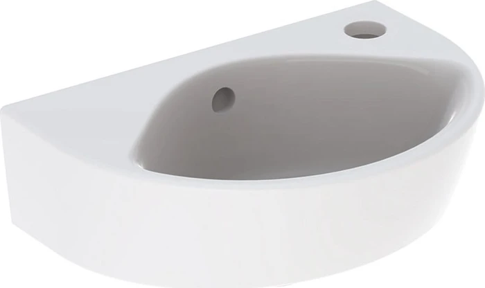 Geberit Renova Handwaschbecken verkürzte Ausladung 36cm, Hahnloch rechts, mit Überlauf, weiß/KeraTect