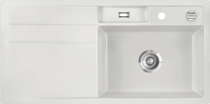 systemceram Bela 100 F Einbau Becken rechts mit Ablauffernbedienung alu