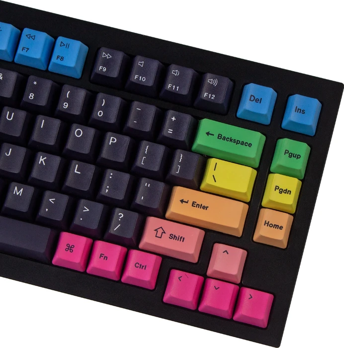 Keychron Q1/Q2/K2 OEM Dye-Sub Keycap-Set Rainbow, Kunststoff (PBT), Rainbow, mehrfarbig/schwarz, 97 Tasten (83+14), ANSI-US