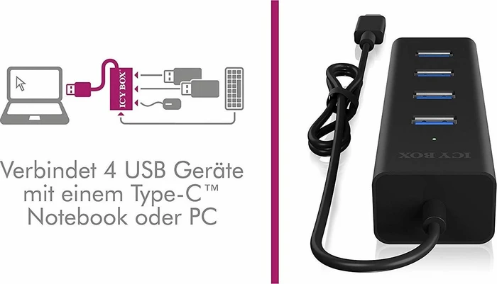 RaidSonic Icy Box IB-Hub1409-C3 USB-Hub, 4x USB-A 3.0, USB-C 3.0 [Stecker]