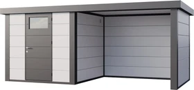 Telluria Classico 2424 Gerätehaus inkl. Anbau 2.84m rechts weiß/grau