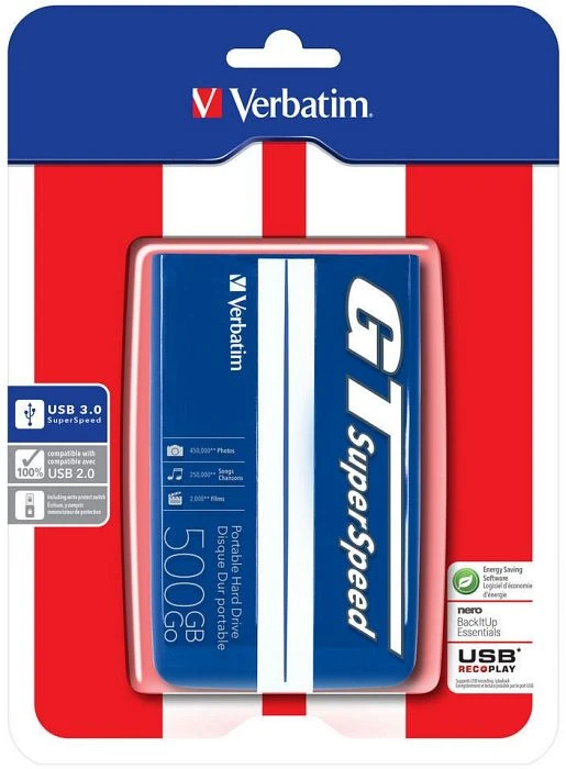 Verbatim GT SuperSpeed Portable, blau, 1TB, USB 3.0 Micro-B