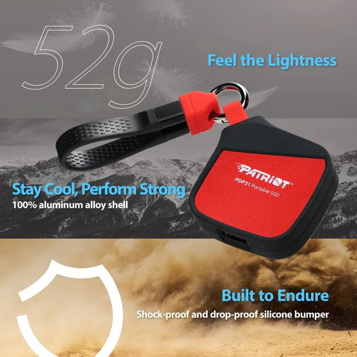 Patriot PDP31 Portable SSD, rot/schwarz, 2TB, USB-C 3.1