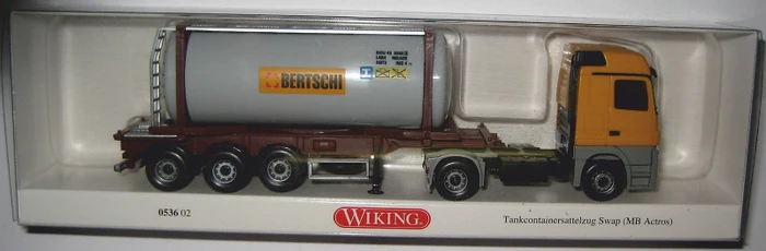 Wiking Modern Edition Tankcontainersattelzug Swap MB Actros Bertschi