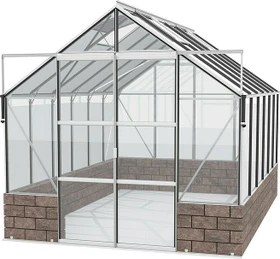 Vitavia Cassandra 9900 ESG 3mm Gewächshaus inkl. Sockel alu/sandstein
