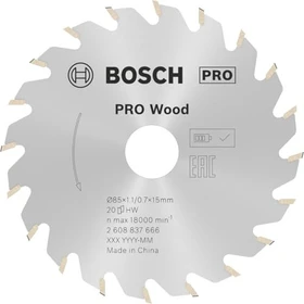 Bosch Professional Standard for Wood Kreissägeblatt 20Z, 85x0.7x15mm, 1 Stück