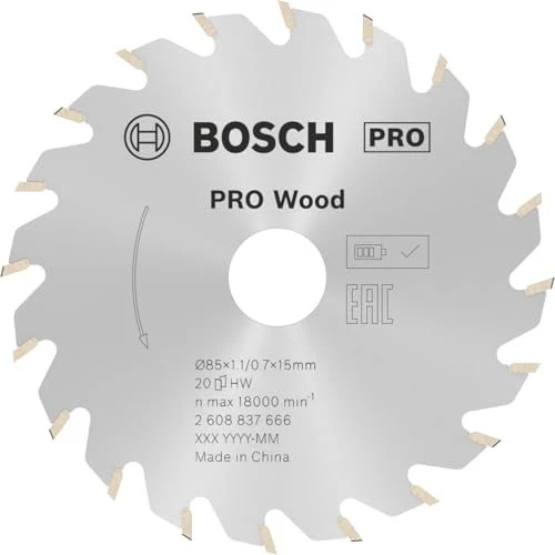 Bosch Professional Standard for Wood Kreissägeblatt 20Z, 85x0.7x15mm, 1 Stück