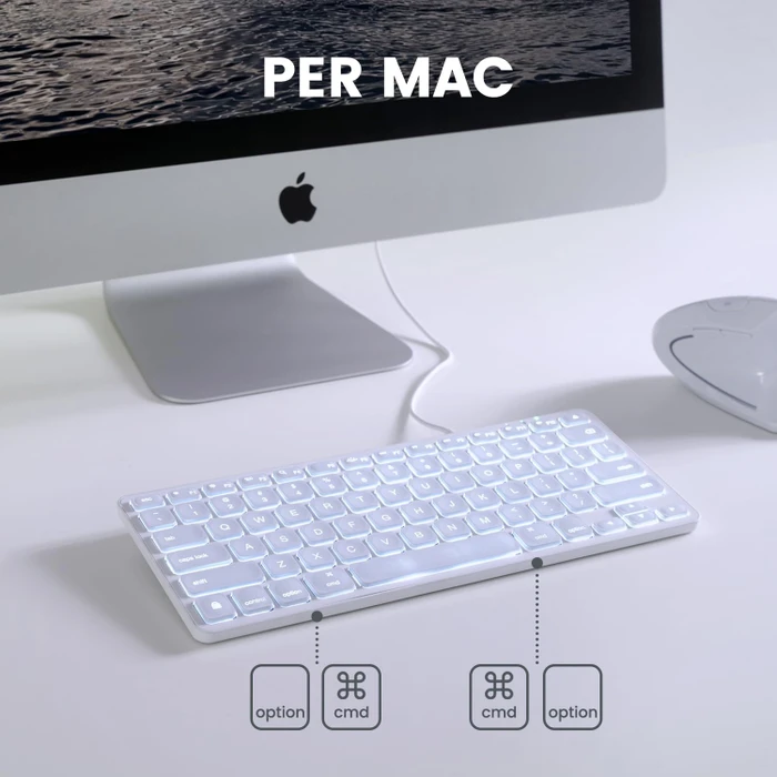 Perixx Periboard-332 Mini for Mac, weiß, LEDs weiß, USB, IT