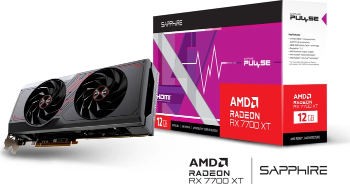 Sapphire Pulse Radeon RX 7700 XT, 12GB GDDR6, 2x HDMI, 2x DP, lite retail