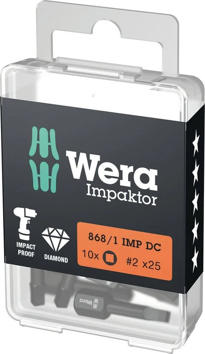 Wera 868/1 IMP DC Impaktor Innenvierkant Bit 1/4", R2x25mm, 1 Stück