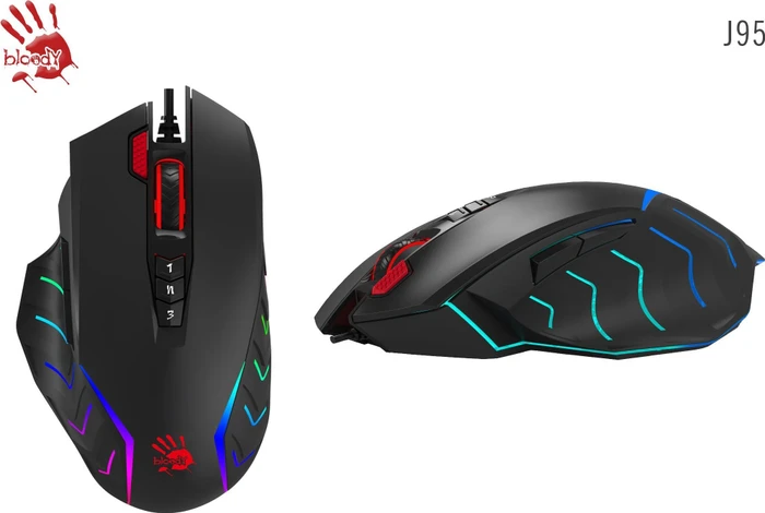 A4Tech Bloody J95s 2-Fire RGB Animation Gaming Mouse Stone Black, USB