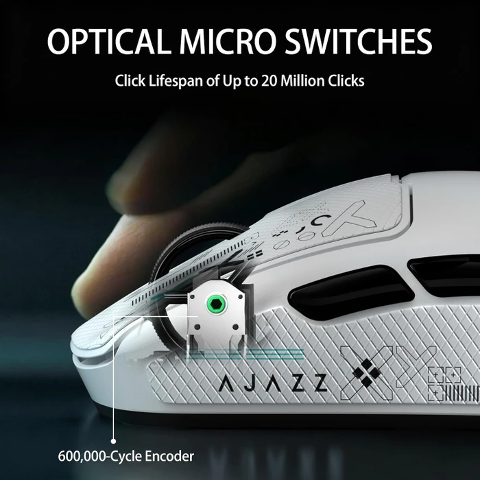 Ajazz AJ159 V2 MC Wireless Gaming Mouse mit Akku-Ladestation, weiß, inkl. Grip Tape, USB/Bluetooth