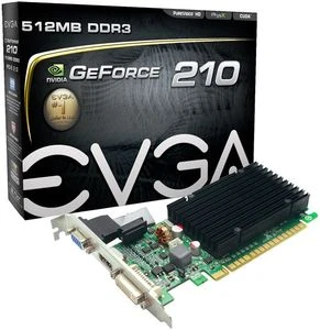 EVGA GeForce 210 Passiv, 512MB DDR3, VGA, DVI, HDMI