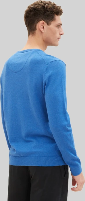 Tom Tailor Strickpullover mit V-Ausschnitt aus Baumwolle Strickpullover blau (Herren)