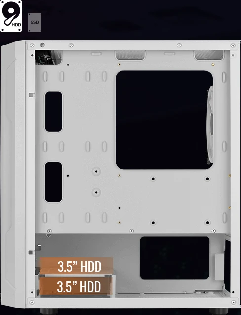 AeroCool Trinity Mini White, weiß, Lüfter LED Fixed RGB, Glasfenster