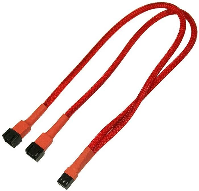 Nanoxia 3-Pin auf 2x 3-Pin Verteiler, sleeved, 30cm, rot