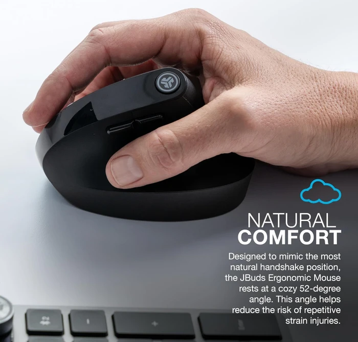 JLab JBuds Ergonomic Wireless Vertical Mouse, schwarz, USB/Bluetooth