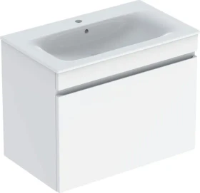 Geberit Renova Plan Set Möbelwaschtisch/Unterschrank 80cm, weiß/lackiert hochglanz/KeraTect