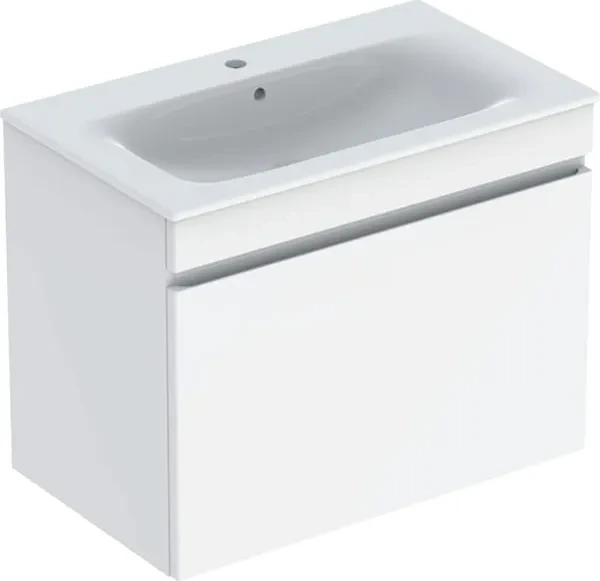 Geberit Renova Plan Set Möbelwaschtisch/Unterschrank 80cm, weiß/lackiert hochglanz/KeraTect