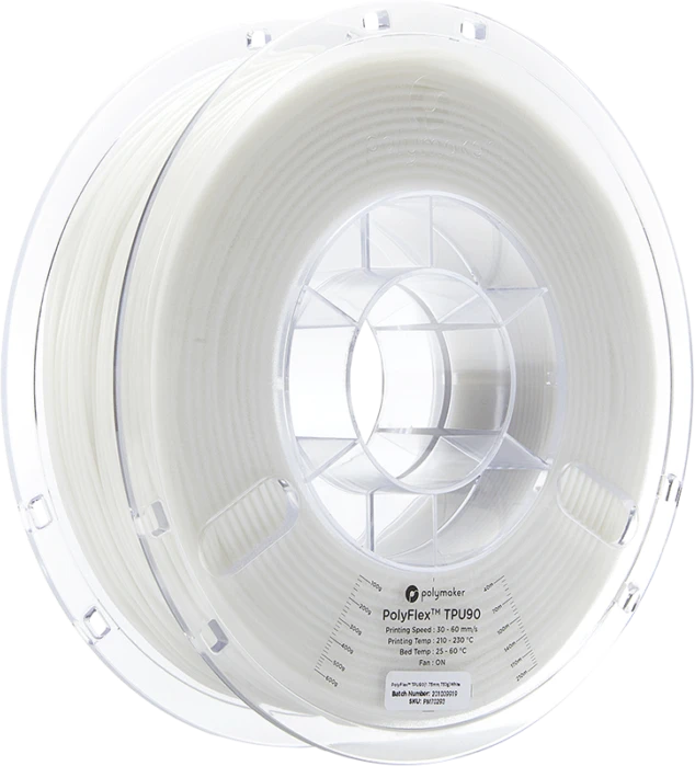 Polymaker PolyFlex TPU90, weiß, Spule, 1.75mm, 750g