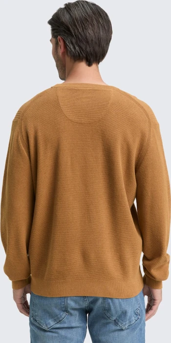 Tom Tailor Bio-Baumwolle Strickpullover deep cognac melange (Herren)