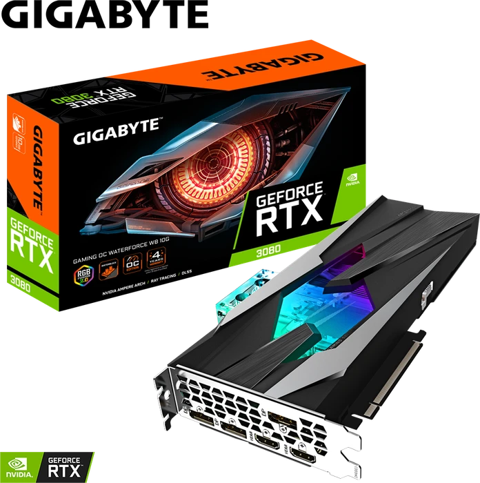 GIGABYTE GeForce RTX 3080 Gaming OC Waterforce WB 10G (Rev. 2.0) (LHR), 10GB GDDR6X, 2x HDMI, 3x DP