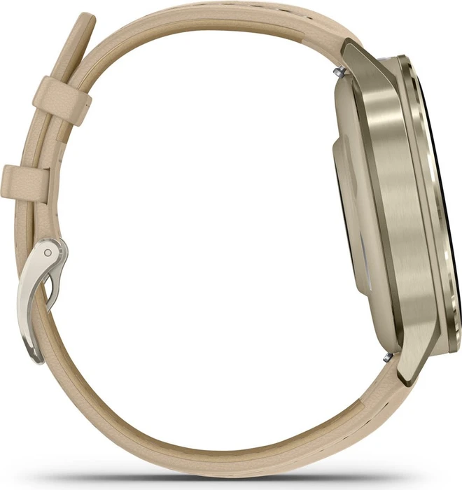 Garmin Venu 4S lunar gold/bone/light sand leather
