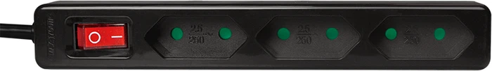 LogiLink Steckdosenleiste mit Schalter, 3-fach, Euro schmal, 1.5m, schwarz