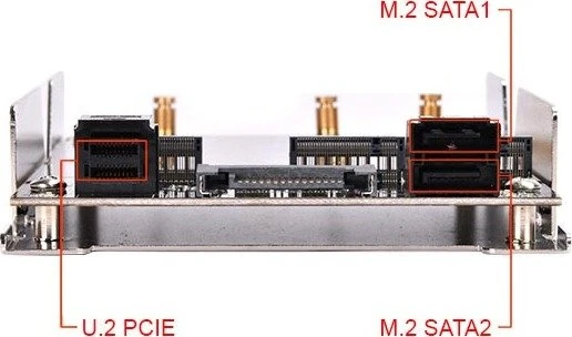 SilverStone SDP12, 2x SATA 7 Pin > 2x M.2 SATA, 1x SFF-8643 > 1x M.2 PCIe NVMe